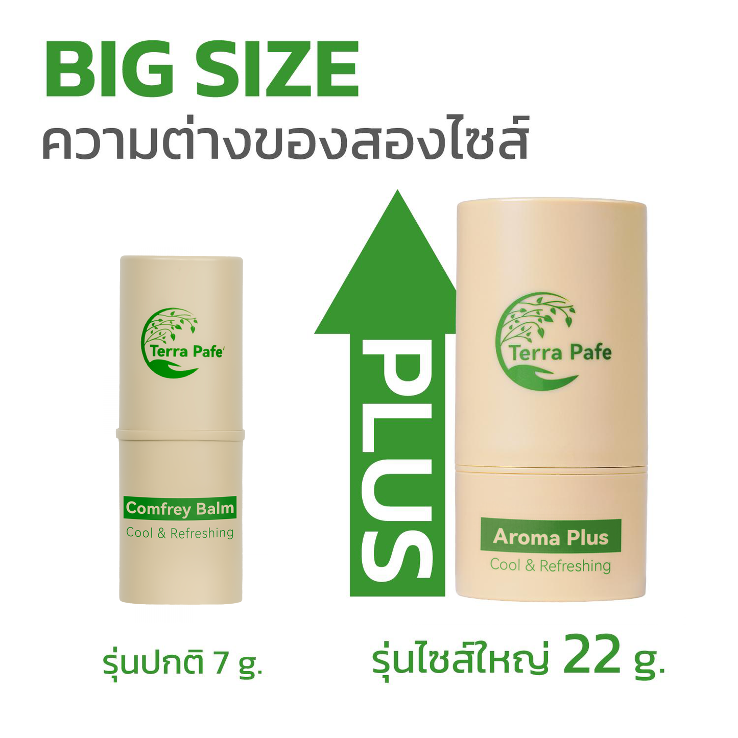[หลอดใหญ่ 22 กรัม] Terra Pafe Aroma Balm PLUS บาล์มกลิ่นสดชื่น หอมกลิ่นมิ้นต์ ช่วยผ่อนคลาย สบายอารมณ์ 22g