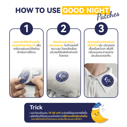 (แบบซอง / 1 ซอง บรรจุ 2 แผ่น) TERRA PAFE GOOD NIGHT PATCHES แผ่นแปะอโรม่า ช่วยรังสรรค์ช่วงเวลาก่อนนอน