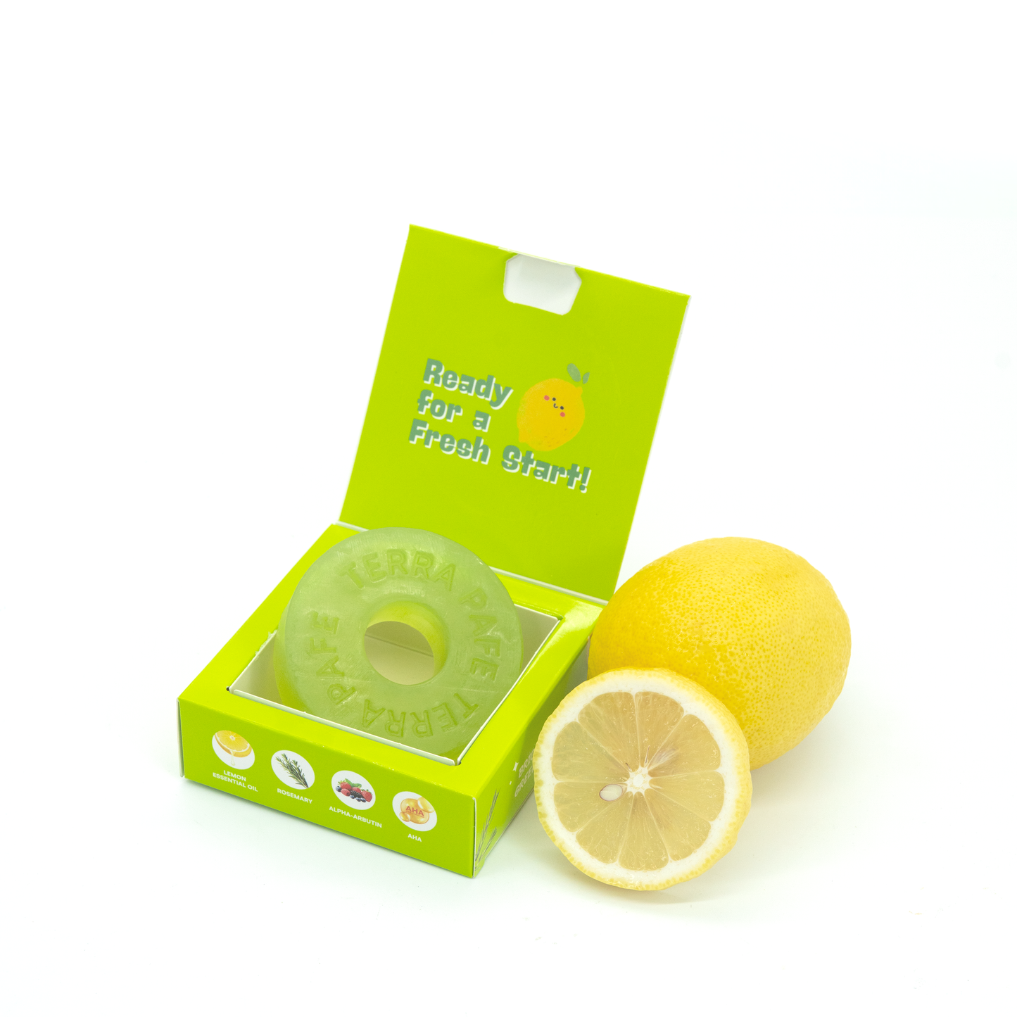 TERRA PAFE Bright & Clear Green Ring Soap 80 g  เทอร่าพาเฟ่ สบู่เขียวล้างหน้า สบู่โดนัท