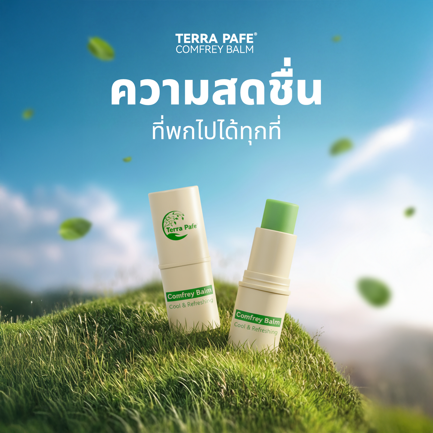 TERRA PAFE COMFREY BALM  7 g บาล์มสมุนไพร ขนาดพกพา ใช้ดมและทาในหลอดเดียว ผ่อนคลาย สดชื่น
