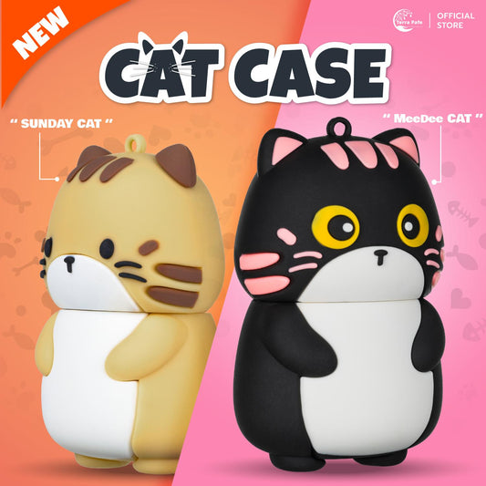 [เคสเท่านั้น] เคสพวงกุญแจบาล์มลายน้องเหมียวสุดน่ารัก - Terra Pafe CAT Case Collection